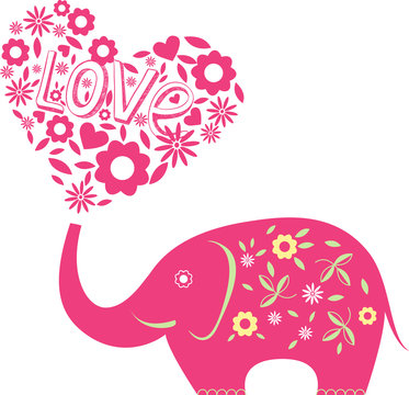 Abstract vector illustration with elephant
