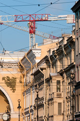 Fototapeta na wymiar Cranes in the city center