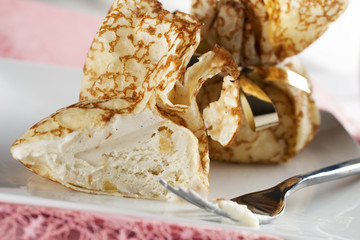 Crepes Filled with Ice Cream