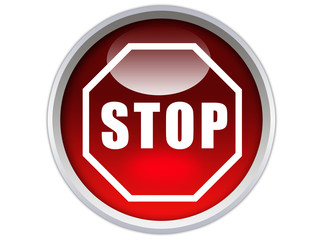 stop word with sigange on glossy red button graphic