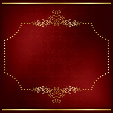 dark red vector card with gold decor - eps 10