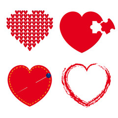 Set of red hearts