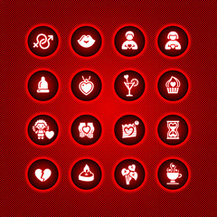 Set valentine's day icons, love romantic symbols