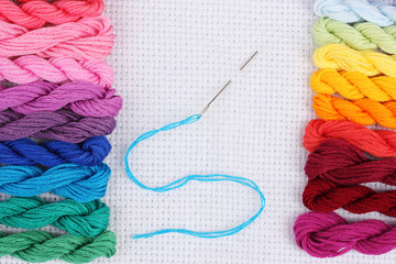 sewing threads for embroidery and  needle with a thread