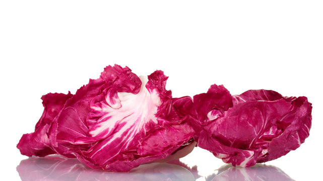 Red Cabbage Leaves Isolated On White