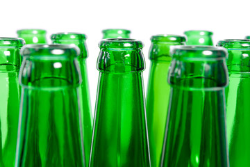 Beer bottles of green glass
