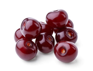 Cherries hill on white background