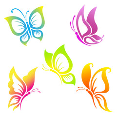 Beautiful  butterfly  icon  set.