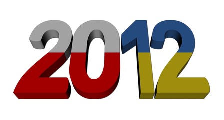 Euro 2012 text with Polish and Ukraine flags illustration