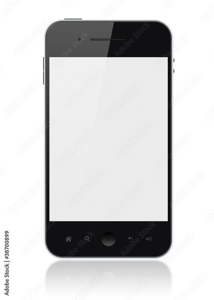Poster smart phone with blank screen isolated