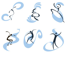 symbolic images of surfers