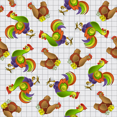 Seamless pattern with rooster