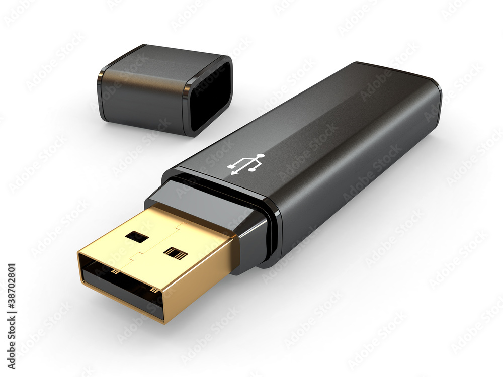 Poster Usb flash memory on white background