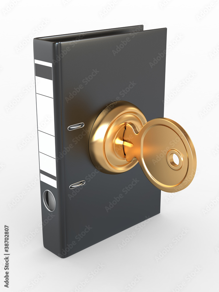 Poster Data security. Usb flash memory and key