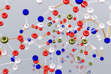 Complex Molecule Structure 3D render - obrazy, fototapety, plakaty