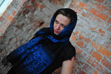 woman in shawl
