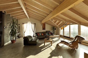interior new loft, ethnic furniture, livingroom