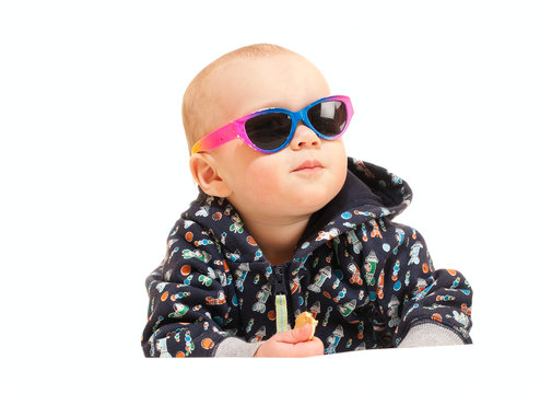 Cute little toddler boy in sunglasses