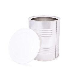 Metal jar with opened cap