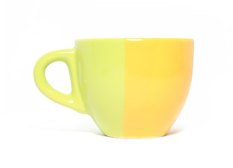 yellow cup on white background