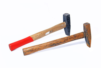two old gavels on white background