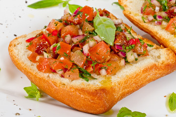 Bruschetta( Italian Toasted Garlic Bread ) with tomato