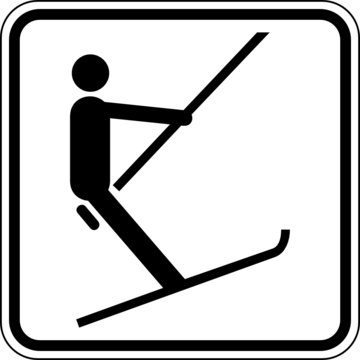 Schlepplift Ankerlift Skilift Schild Zeichen Symbol