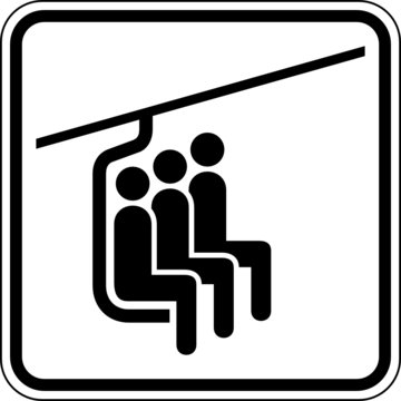 3er Sessellift Sesselbahn Skilift Schild Zeichen Symbol