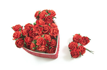 Red heart box with rose