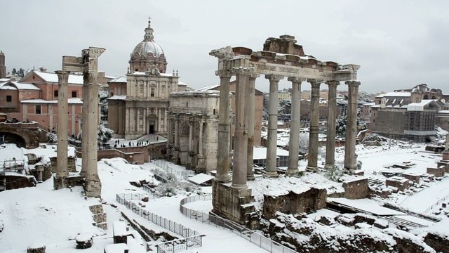 Roman Forum, February 4th, 2012, snow in Rome