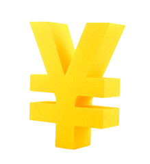 Obraz premium Golden yen symbol isolated on white