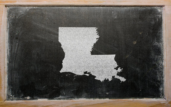 outline map of us state of louisiana on blackboard