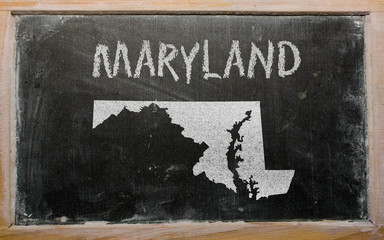 outline map of us state of maryland on blackboard