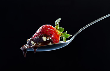 strawberry with chocolate candy dessert fruit
