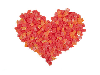 Obraz na płótnie Canvas Red Heart, składający się z owoców kandyzowane słodkie