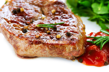 Grilled Beef Steak Isolated On a White Background