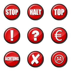 Buttons, Symbole, 3D, rot,