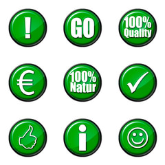 Buttons, Symbole, 3D, grün,