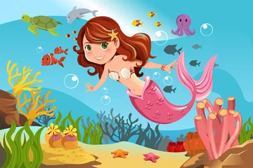 Poster Im Rahmen Meerjungfrau im Ozean © artisticco