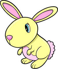 Cute Yellow Bunny Rabbit Animal Vector