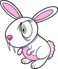 Evil White Bunny Rabbit Animal Vector Illustration Art