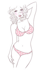 Vector illustration of Woman in underwear
