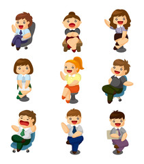 cartoon happy office workers icon