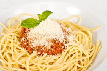 spaghetti pasta with tomato beef sauce