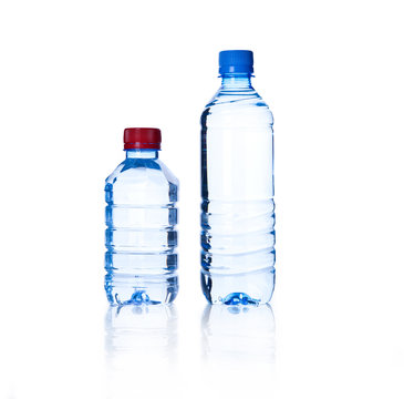 two Bottled water over a white background