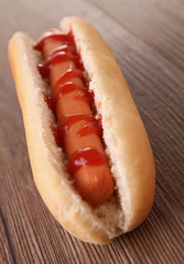 hot dog with ketchup