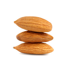 Fototapeta na wymiar Pile of almonds isolated on white background