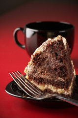 Chocolate cake and coffee
