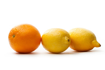 Two lemons and one orange