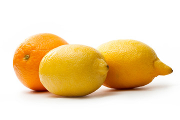 Two lemons and one orange